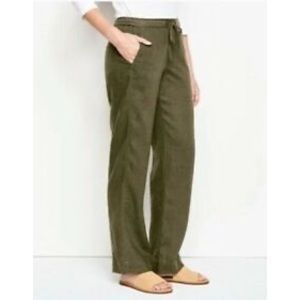 Orvis Olive Green Linen Pants L EUC